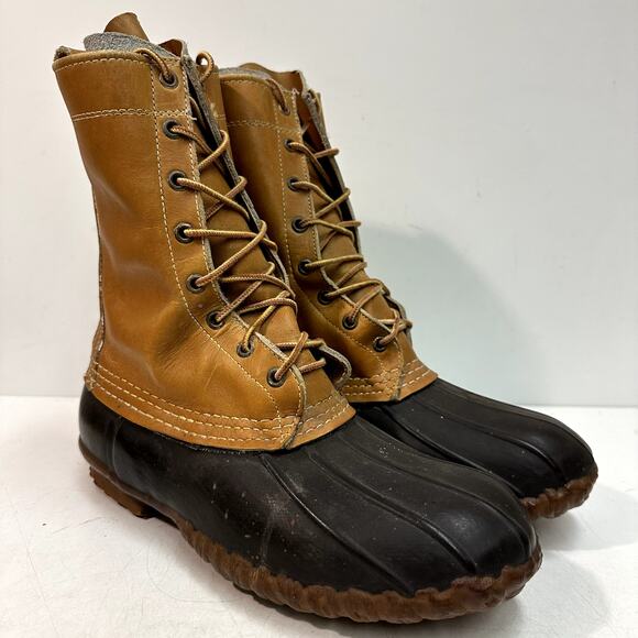 VERY GOOD L. L. Bean Men's 8" Bean Boots VINTAGE Leather Tan / Brown 8 Wide EE - Picture 3 of 15